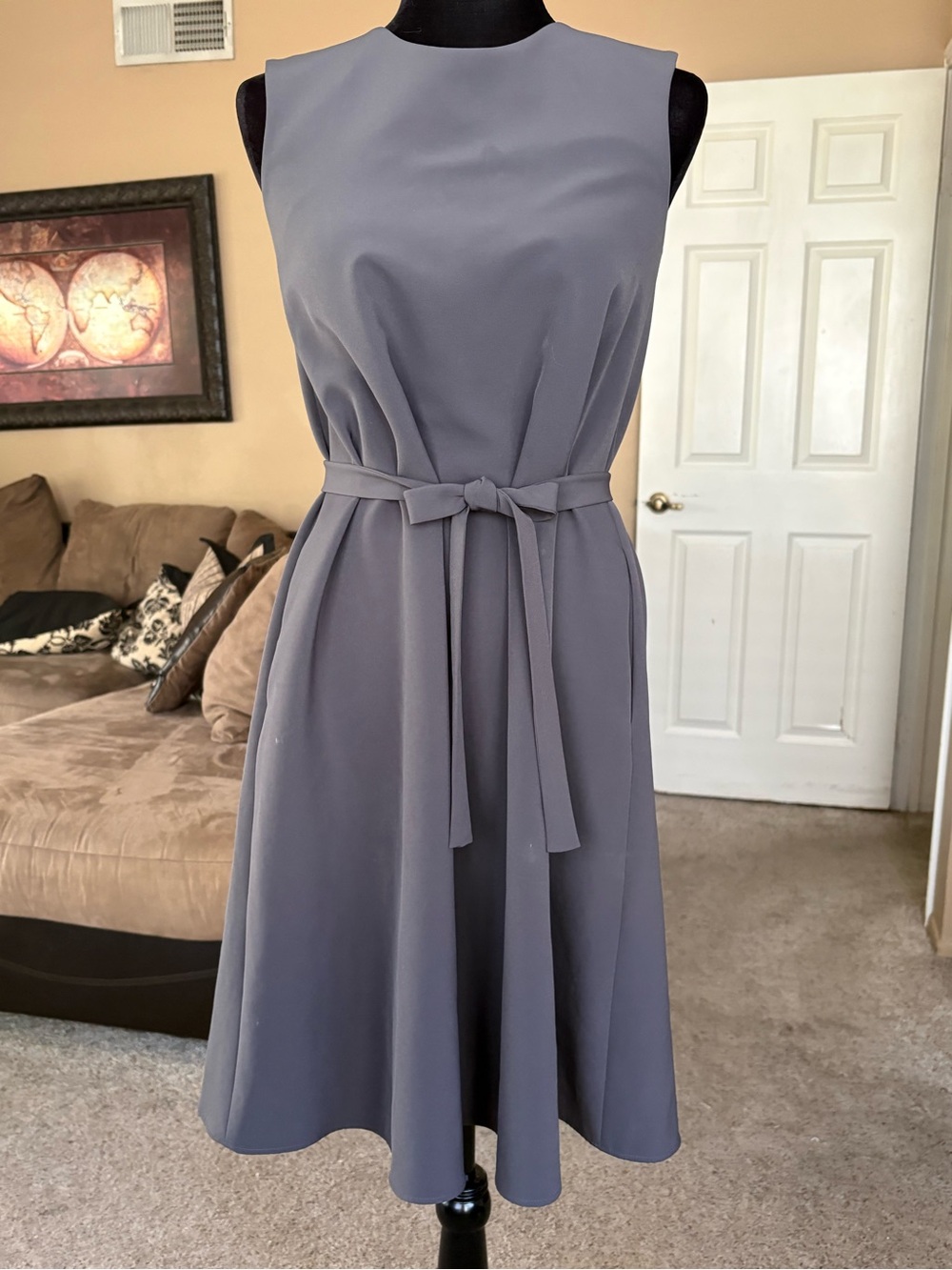 UNIQLO Sleeveless Gray Belted A-Line Dress size XS